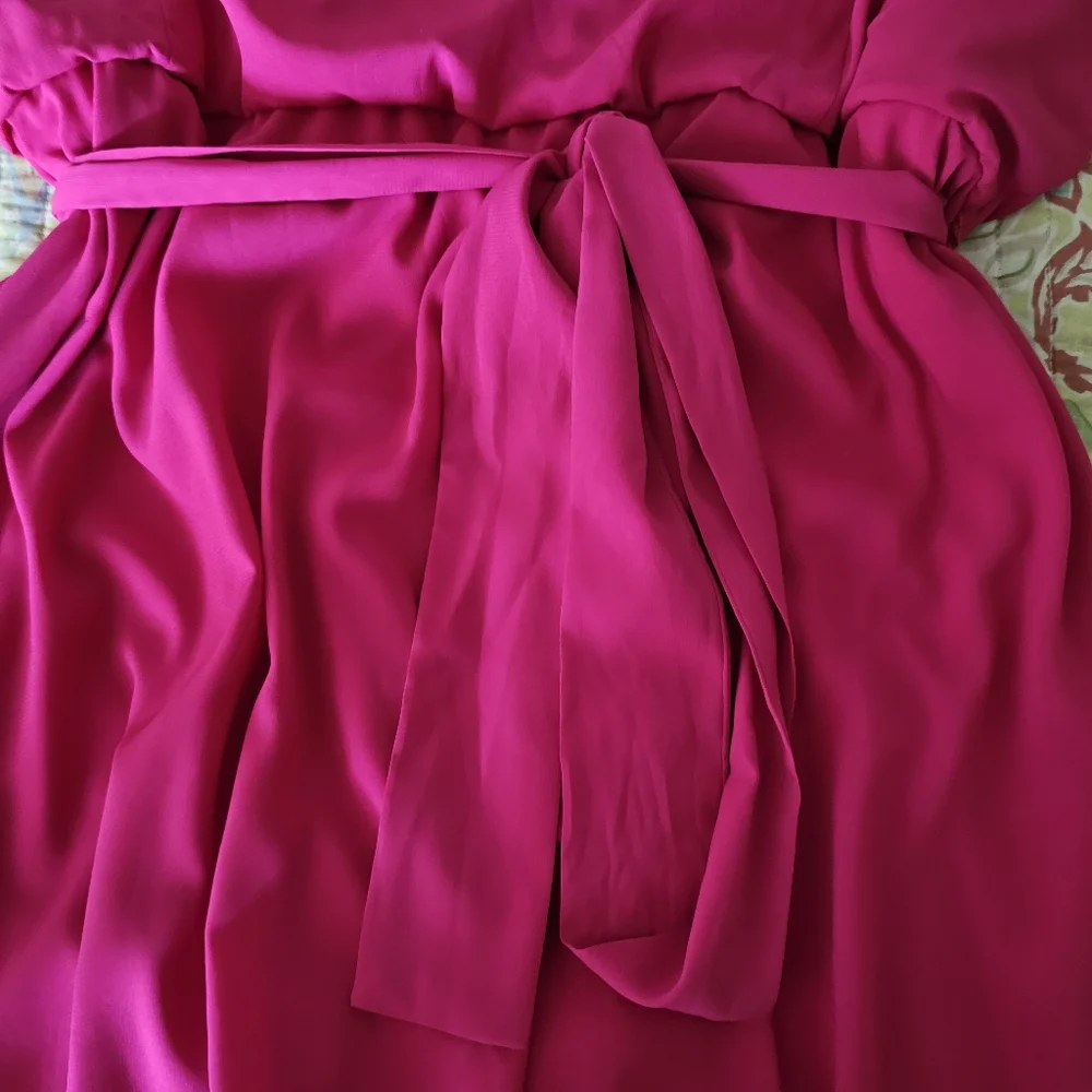 Lane Bryant cold shoulder dress sz 20 pink shark bite hem tie belt NWT - Picture 6 of 15